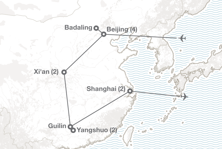 Discover China tour map