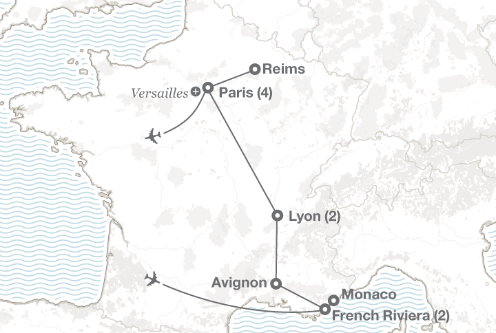 A Taste or France tour map