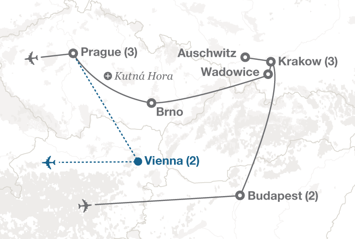 Eastern Europe tour map