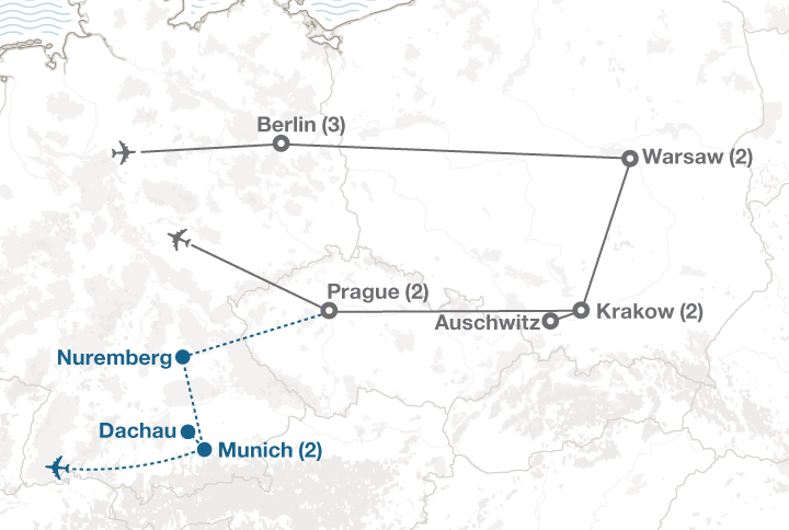 Holocaust in Europe tour map