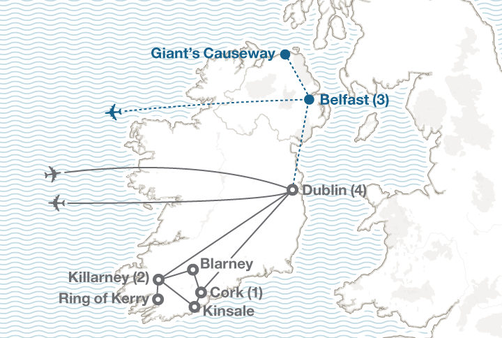 Irish Heritage tour map