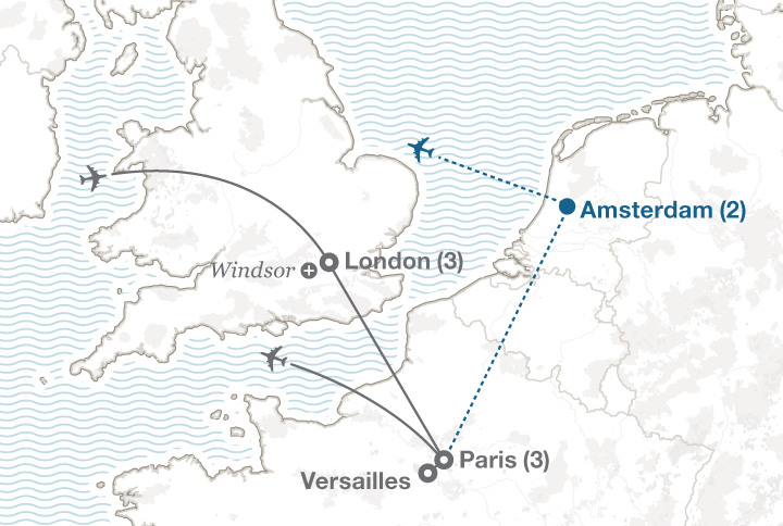 London and Paris tour map
