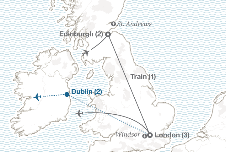 Edinburgh and London tour map