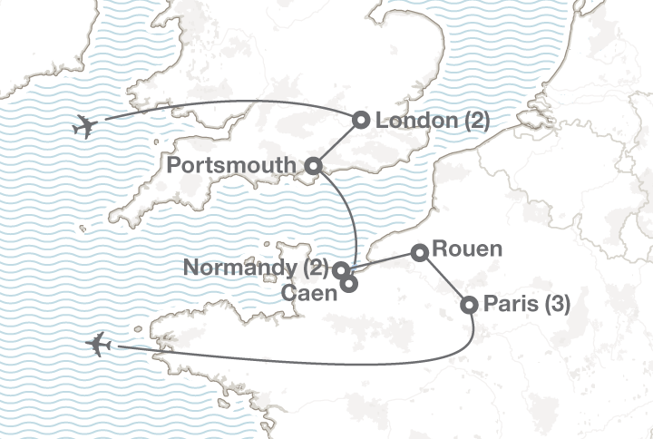 WWII History Liberation of France tour map