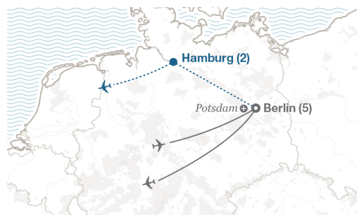 Image displaying map describing the itinerary of the Berlin: The City Experience tour