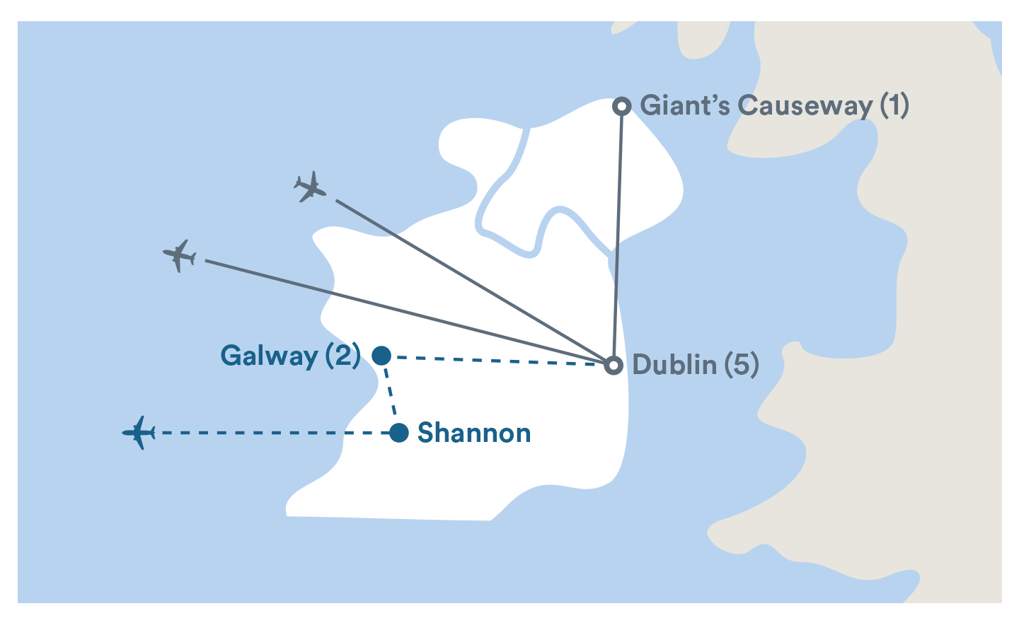Image displaying map describing the itinerary of the Science & Innovation in Dublin tour
