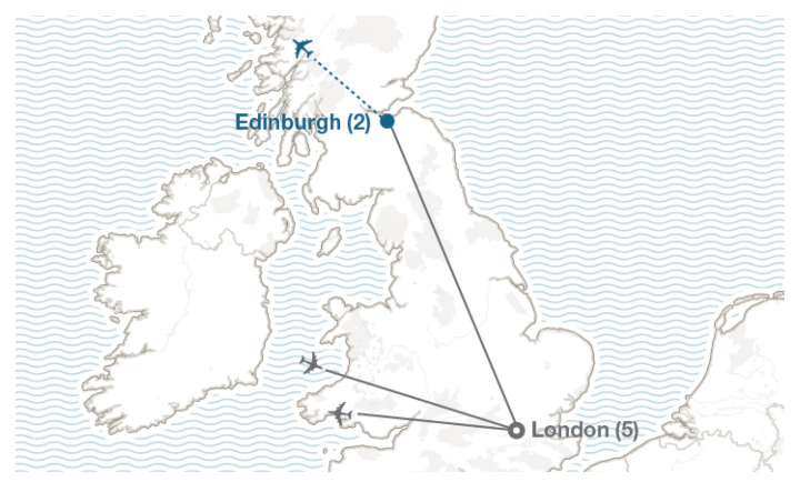 Image displaying map describing the itinerary of the Healthcare & Nursing in London tour
