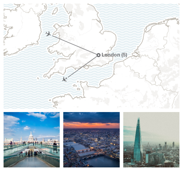 Image displaying map describing the itinerary of the "Business in London" tour