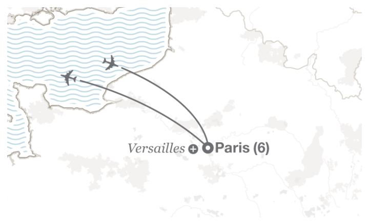 Image displaying map describing the itinerary of the Fashion in Paris tour