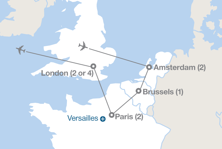 Image displaying map describing the itinerary of the European Quartet tour