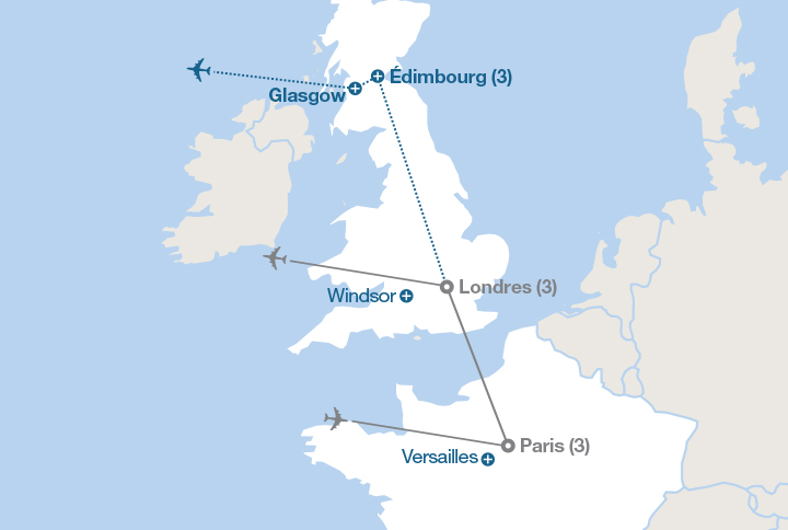 Image affichant une carte décrivant l'itinéraire du circuit D’une capitale à une autre