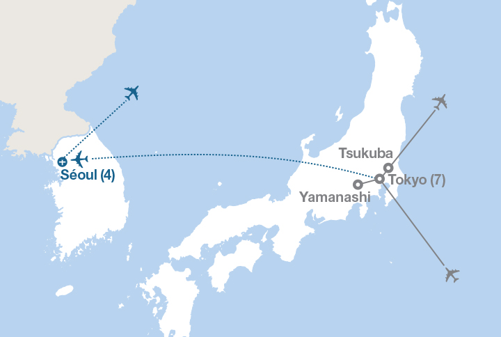 Image affichant une carte décrivant l'itinéraire du circuit La robotique, l’ingénierie et l’avenir des villes au Japon