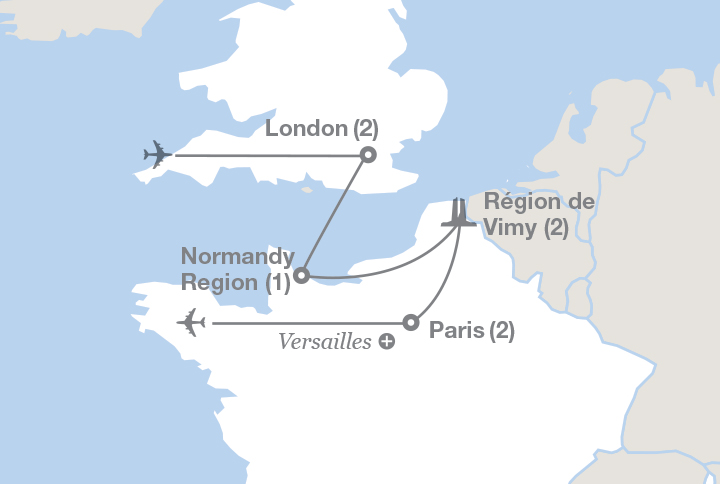 Image affichant une carte décrivant l'itinéraire du circuit Suivez leurs traces