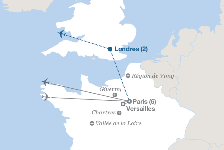 Image affichant une carte décrivant l'itinéraire du circuit Paris : Le City Stay