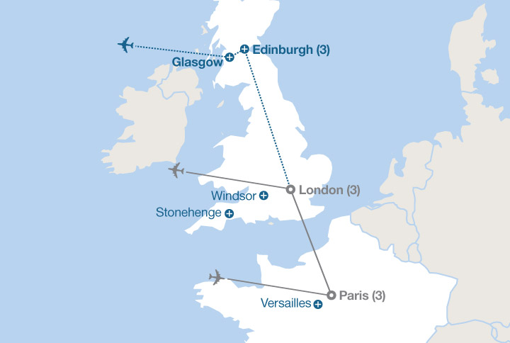 Image displaying map describing the itinerary of the A Capital Connection tour