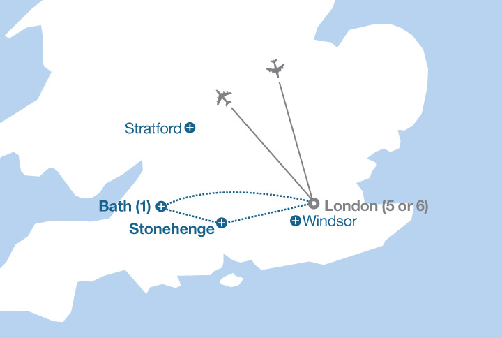 Image displaying map describing the itinerary of the Curtain Time in London tour