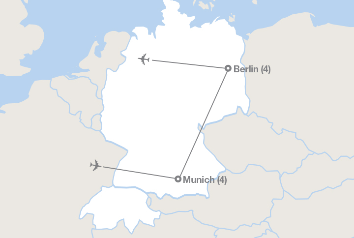 Image displaying map describing the itinerary of the Language Immersion Through Germany tour