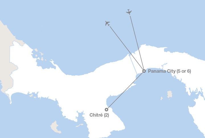 Image displaying map describing the itinerary of the Experience Panama tour