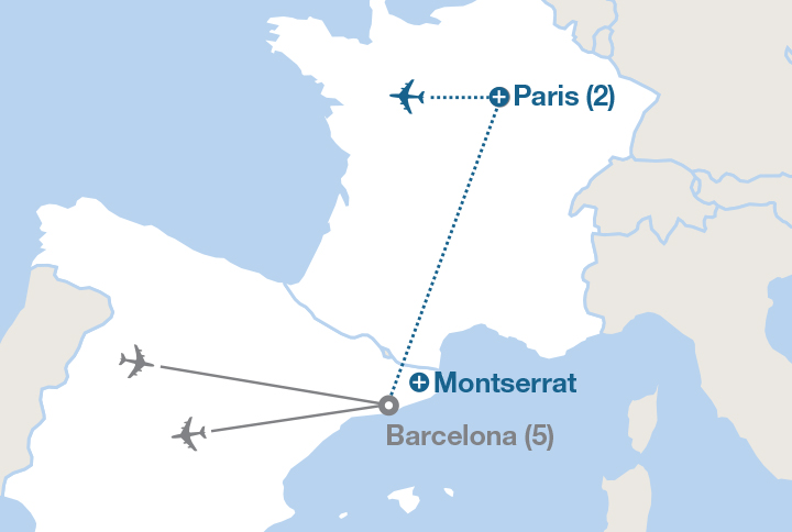 Image displaying map describing the itinerary of the Barcelona: The City Stay tour