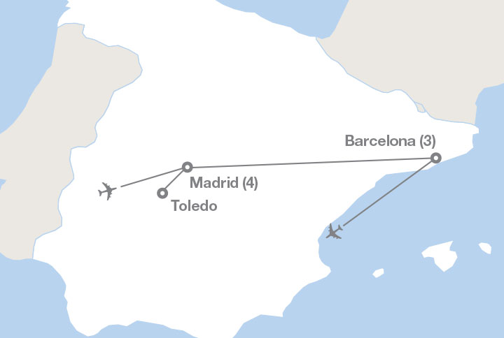 Image displaying map describing the itinerary of the Middle School: Language and Culture in Spain tour