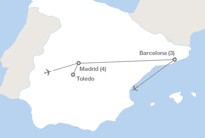 Image displaying map describing the itinerary of the Language Immersion Through Spain tour