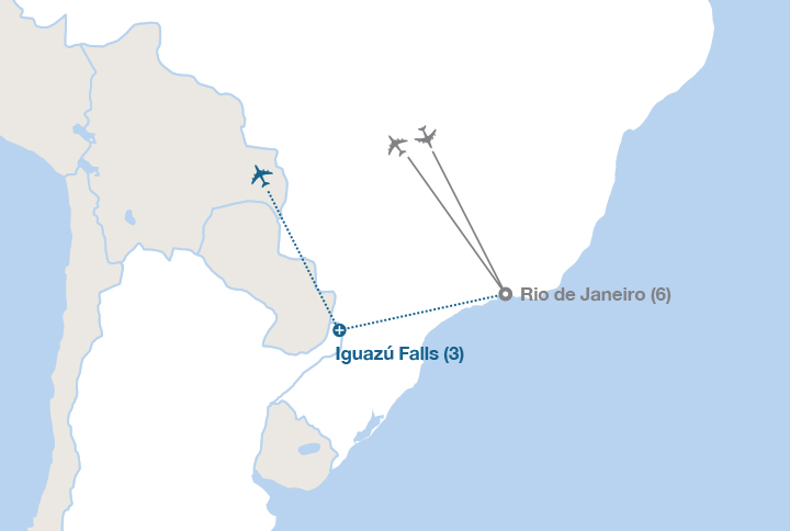 Image displaying map describing the itinerary of the Rio: Jewel of Brazil  tour