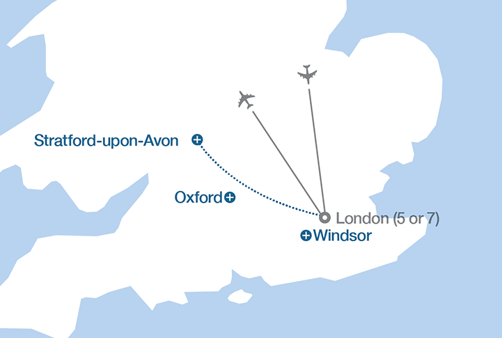 Image displaying map describing the itinerary of the Curtain Time in London tour