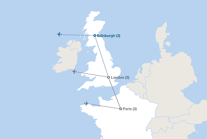 Image displaying map describing the itinerary of the A Capital Connection tour