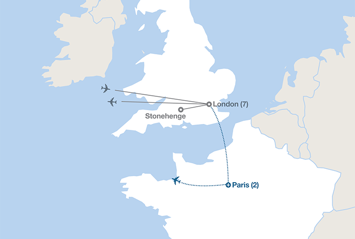 Image displaying map describing the itinerary of the STEM Discovery: London tour
