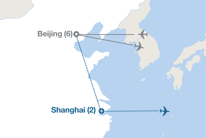 Image displaying map describing the itinerary of the Beijing and the Great Wall of China tour