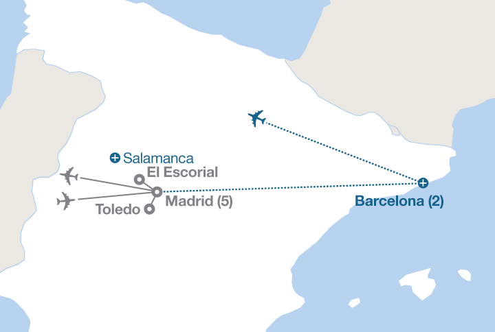 Image displaying map describing the itinerary of the Madrid: The City Stay tour
