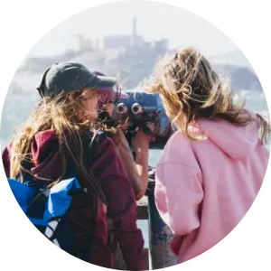 students look at the view on a 250 anniversary class trip