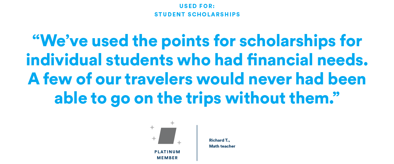 Use Global Rewards points to help students travel
