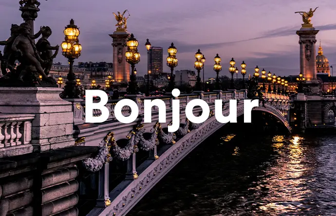 An EF Language and Culture tour of the Pont Alexandre III Bridge at night